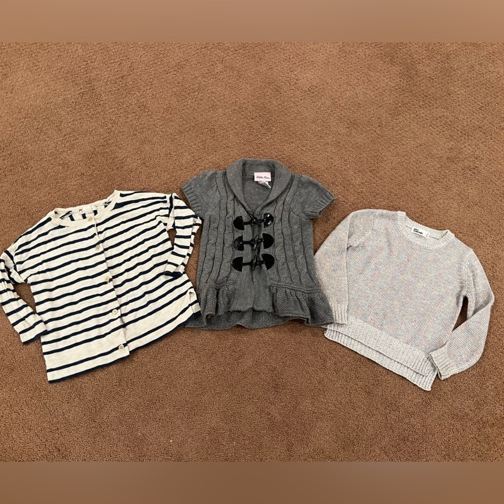 Bundle of 3 Sweaters Sparkle RainBow Button-down Stripes Size 2-3